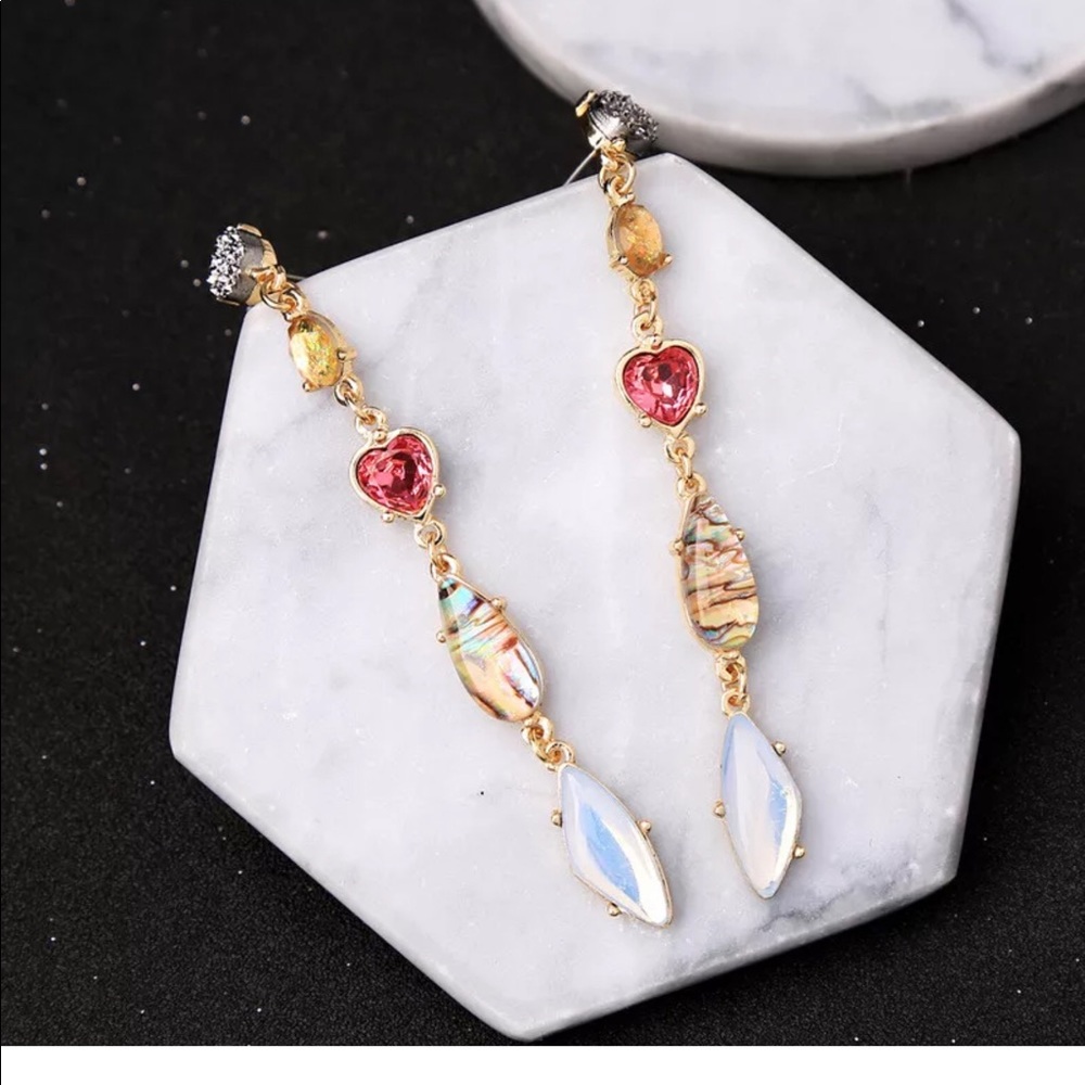 Rhinestone Beautiful Opal Fire Water Drop Earrings